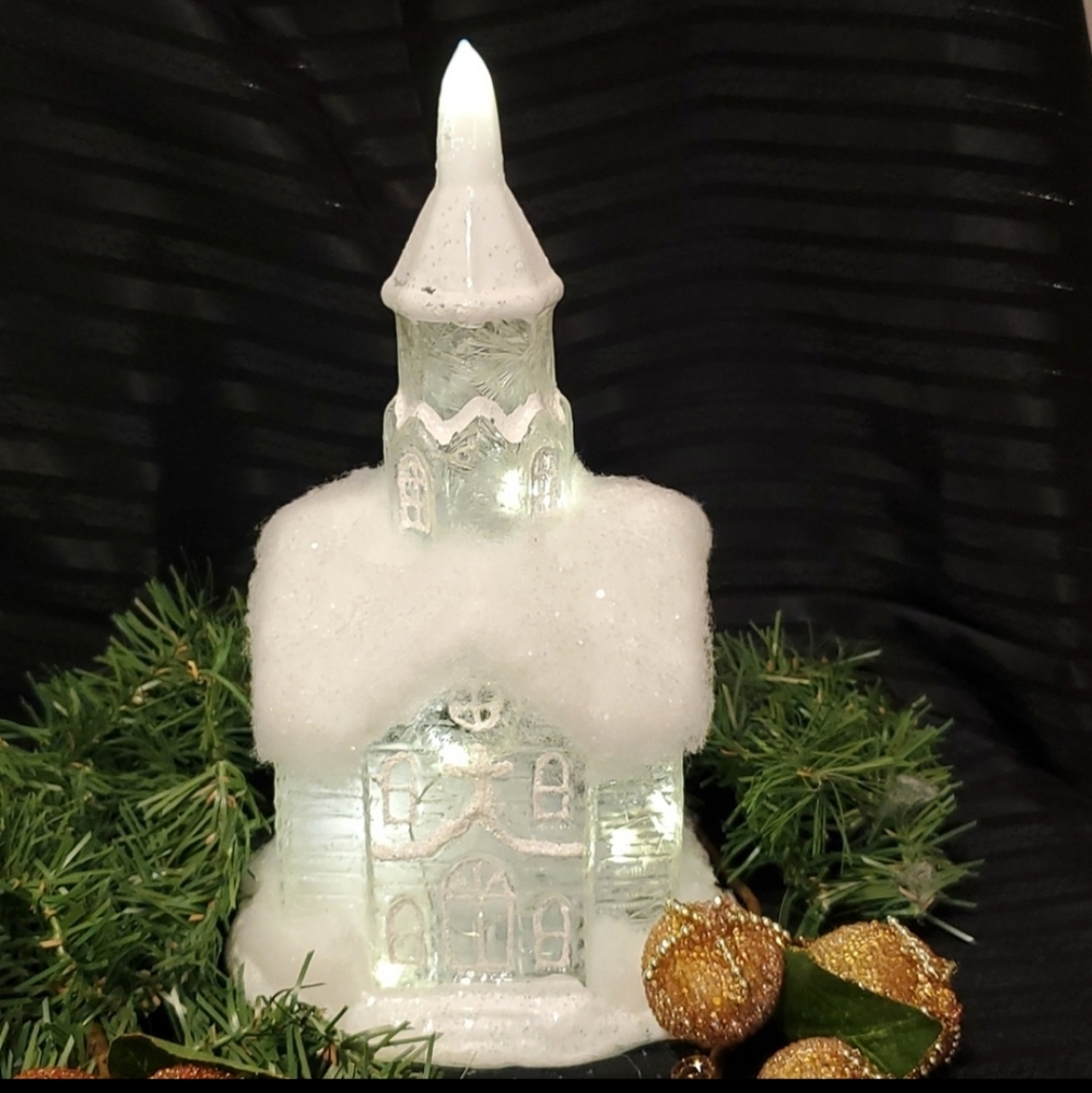 RAZ Imports 9" Lighted Mercury Glass Church-#3 design